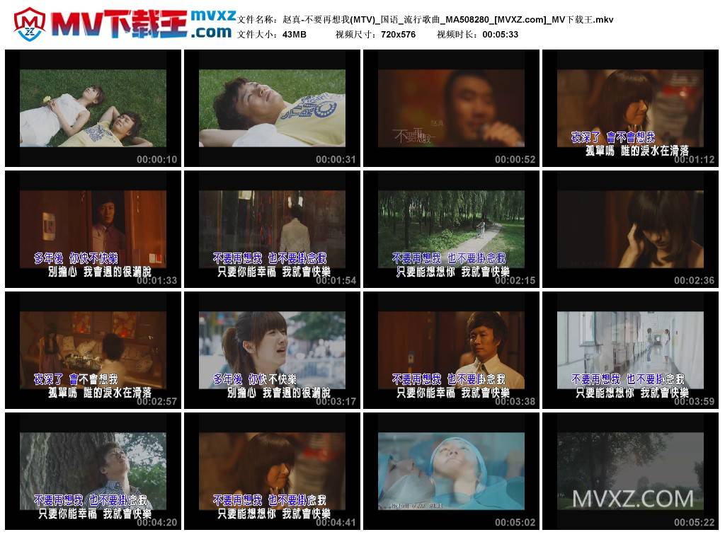 赵真-不要再想我(MTV)_国语_流行歌曲_MA508280